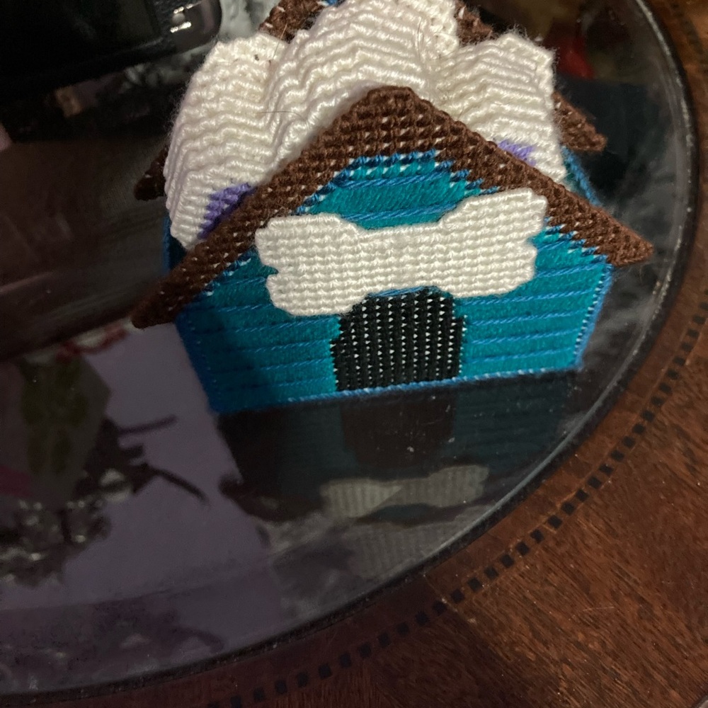 Handcrafted Blue and Brown Dog House Decor